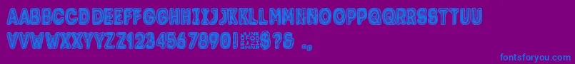 Trolli-Schriftart – Blaue Schriften auf violettem Hintergrund