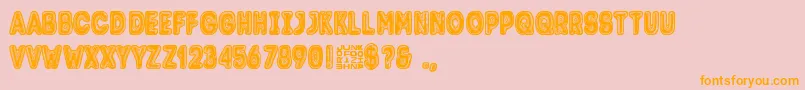 Trolli-Schriftart – Orangefarbene Schriften auf rosa Hintergrund