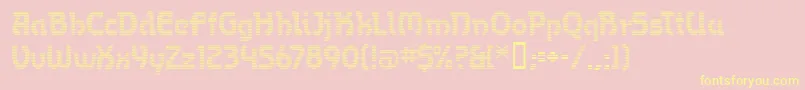 OmegaMf-Schriftart – Gelbe Schriften auf rosa Hintergrund