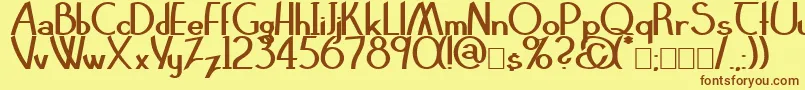 フォントClarittyBold – 茶色の文字が黄色の背景にあります。