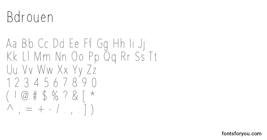 Шрифт Bdrouen – алфавит, цифры, специальные символы