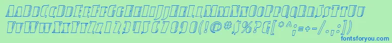 SfavondalescoutlineItalic-Schriftart – Blaue Schriften auf grünem Hintergrund