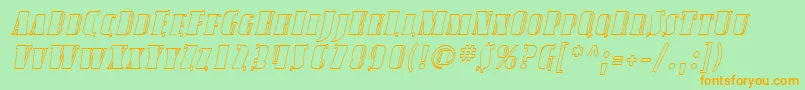 SfavondalescoutlineItalic-Schriftart – Orangefarbene Schriften auf grünem Hintergrund