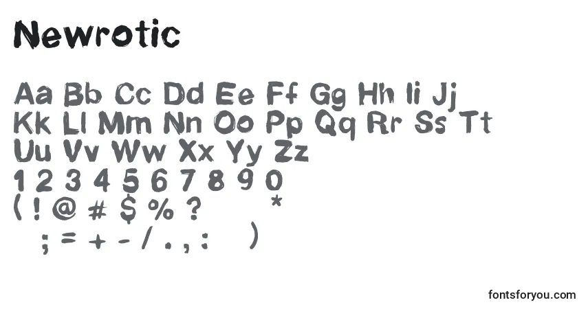 Schriftart Newrotic (113683) – Alphabet, Zahlen, spezielle Symbole