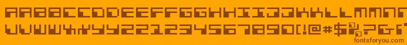 PhaserBankExpanded-Schriftart – Braune Schriften auf orangefarbenem Hintergrund