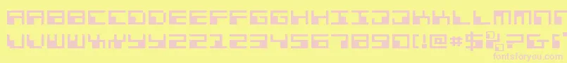 PhaserBankExpanded-fontti – vaaleanpunaiset fontit keltaisella taustalla