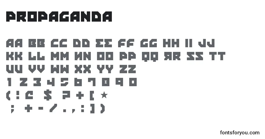 Czcionka Propaganda – alfabet, cyfry, specjalne znaki