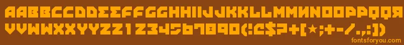 Propaganda-Schriftart – Orangefarbene Schriften auf braunem Hintergrund