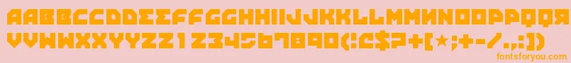 Propaganda-Schriftart – Orangefarbene Schriften auf rosa Hintergrund