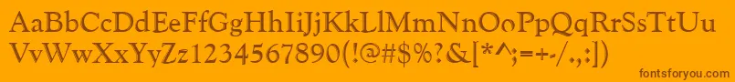 Goudyhand Font – Brown Fonts on Orange Background
