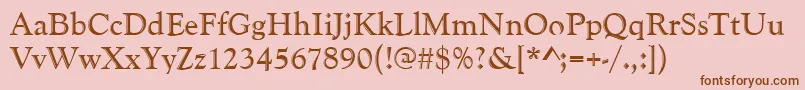 Goudyhand-fontti – ruskeat fontit vaaleanpunaisella taustalla