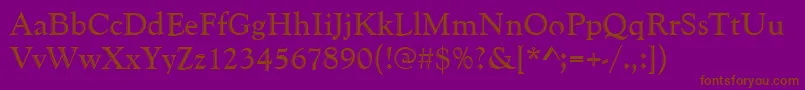 Goudyhand-Schriftart – Braune Schriften auf violettem Hintergrund