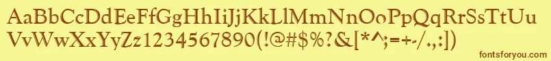 Goudyhand-fontti – ruskeat fontit keltaisella taustalla