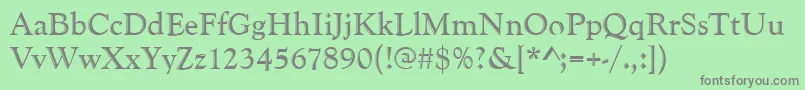 Goudyhand-fontti – harmaat kirjasimet vihreällä taustalla