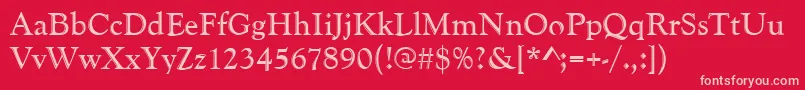 Goudyhand-fontti – vaaleanpunaiset fontit punaisella taustalla