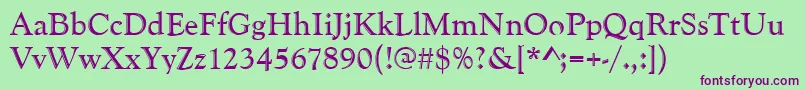 Шрифт Goudyhand – фиолетовые шрифты на зелёном фоне