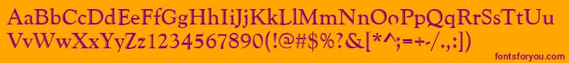 Goudyhand Font – Purple Fonts on Orange Background
