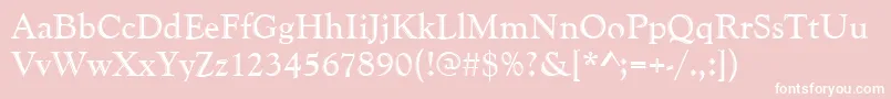 Goudyhand-fontti – valkoiset fontit vaaleanpunaisella taustalla