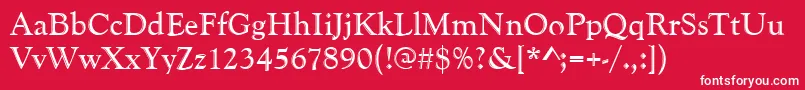 Goudyhand-fontti – valkoiset fontit punaisella taustalla