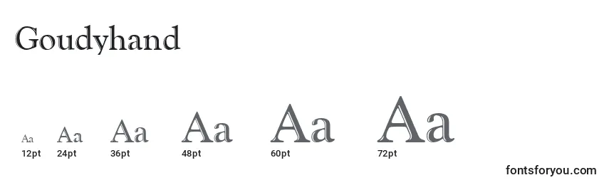 Goudyhand Font Sizes