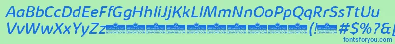 KabrioSoftRegularItalicTrial Font – Blue Fonts on Green Background