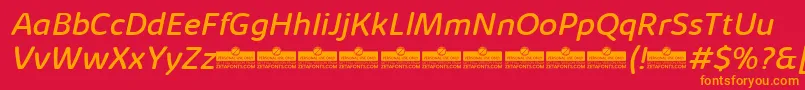 フォントKabrioSoftRegularItalicTrial – 赤い背景にオレンジの文字