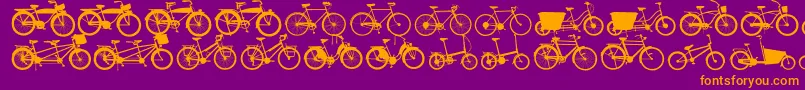 Bikes-fontti – oranssit fontit violetilla taustalla