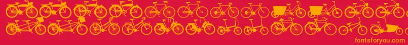 Bikes-Schriftart – Orangefarbene Schriften auf rotem Hintergrund