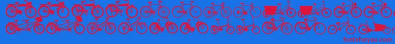 Bikes-Schriftart – Rote Schriften auf blauem Hintergrund