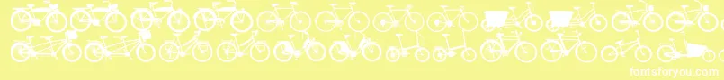 Bikes-Schriftart – Weiße Schriften auf gelbem Hintergrund