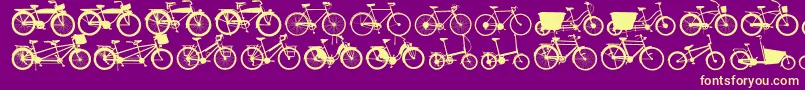 Bikes-Schriftart – Gelbe Schriften auf violettem Hintergrund