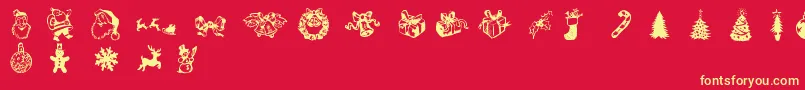 XmasDoods Font – Yellow Fonts on Red Background