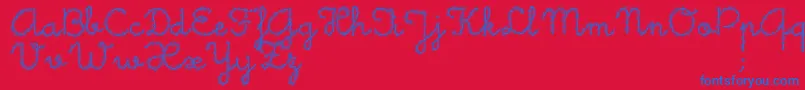 LittleDaisy-Schriftart – Blaue Schriften auf rotem Hintergrund