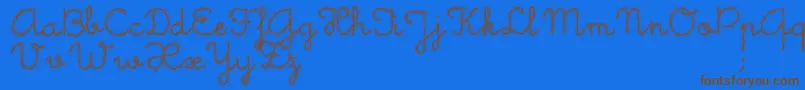 LittleDaisy-Schriftart – Braune Schriften auf blauem Hintergrund