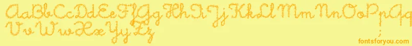 LittleDaisy-Schriftart – Orangefarbene Schriften auf gelbem Hintergrund