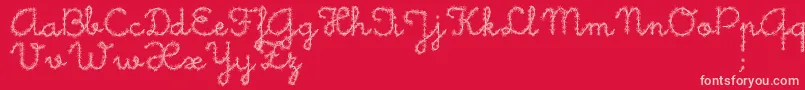 フォントLittleDaisy – 赤い背景にピンクのフォント