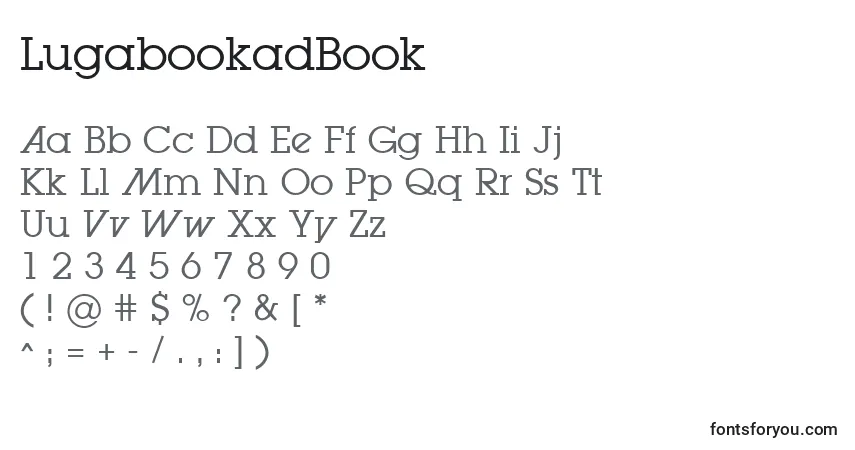 A fonte LugabookadBook – alfabeto, números, caracteres especiais