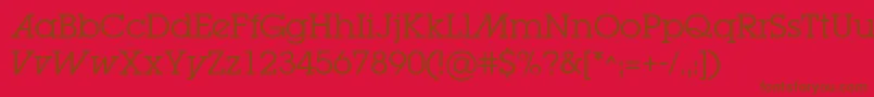 LugabookadBook-Schriftart – Braune Schriften auf rotem Hintergrund
