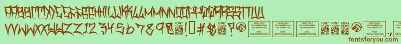 フォントTraviscountyRegular – 緑の背景に茶色のフォント