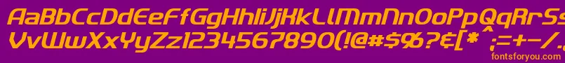 ImakiItalic-fontti – oranssit fontit violetilla taustalla