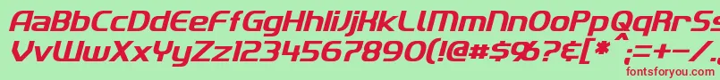 ImakiItalic-Schriftart – Rote Schriften auf grünem Hintergrund