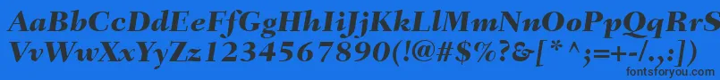 Czcionka FairfieldLt86HeavyItalic – czarne czcionki na niebieskim tle