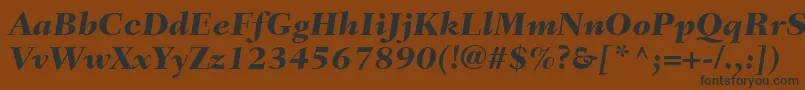 フォントFairfieldLt86HeavyItalic – 黒い文字が茶色の背景にあります