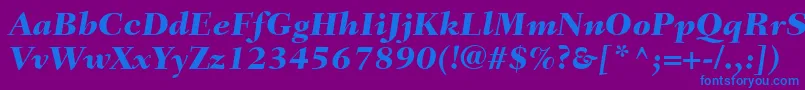 Fonte FairfieldLt86HeavyItalic – fontes azuis em um fundo violeta