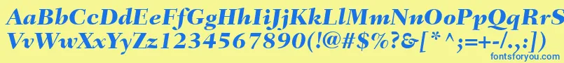 FairfieldLt86HeavyItalic Font – Blue Fonts on Yellow Background