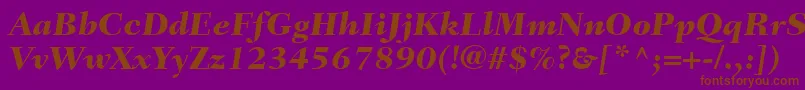 Fonte FairfieldLt86HeavyItalic – fontes marrons em um fundo roxo