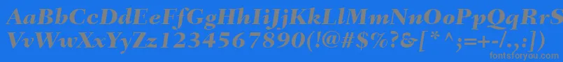 Fonte FairfieldLt86HeavyItalic – fontes cinzas em um fundo azul