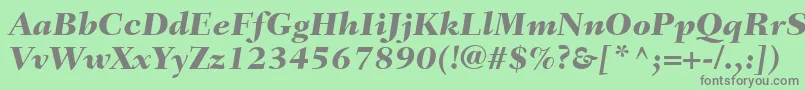 フォントFairfieldLt86HeavyItalic – 緑の背景に灰色の文字