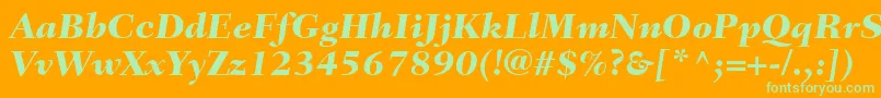 Fonte FairfieldLt86HeavyItalic – fontes verdes em um fundo laranja