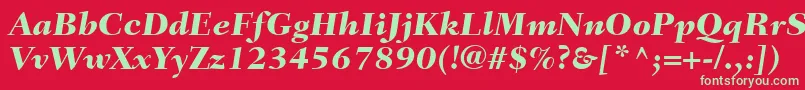 Czcionka FairfieldLt86HeavyItalic – zielone czcionki na czerwonym tle